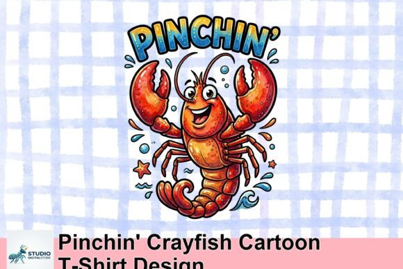 Pinchin' Crayfish Cartoon T-Shirt Design: A Splash of Fun